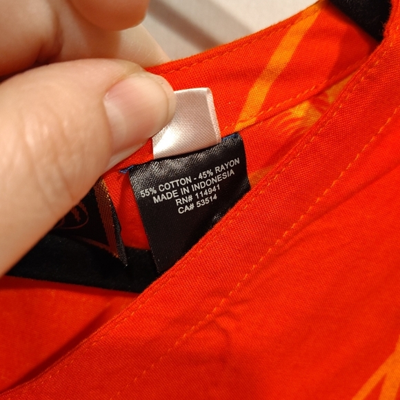 Tiki Palm Orange Embellished Tropical Print Sleeveless Midi Dress Sz L Beach - Picture 3 of 7